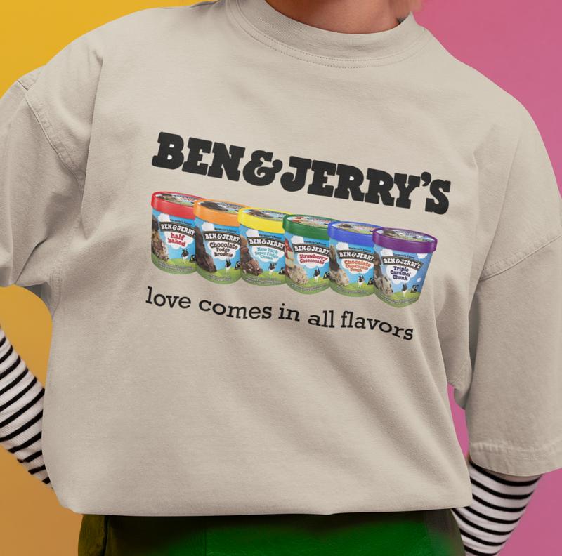 Funny Pride Ben and Jerry’s love comes in all flavors Comfor Color  Tshirt, LGBTQ Shirt, Proud Ally Shirt, Pride Month Shirt, LGBTQ Sweatshirt, LGBTQ Gift, Pride Parade, Lesbian Shirt