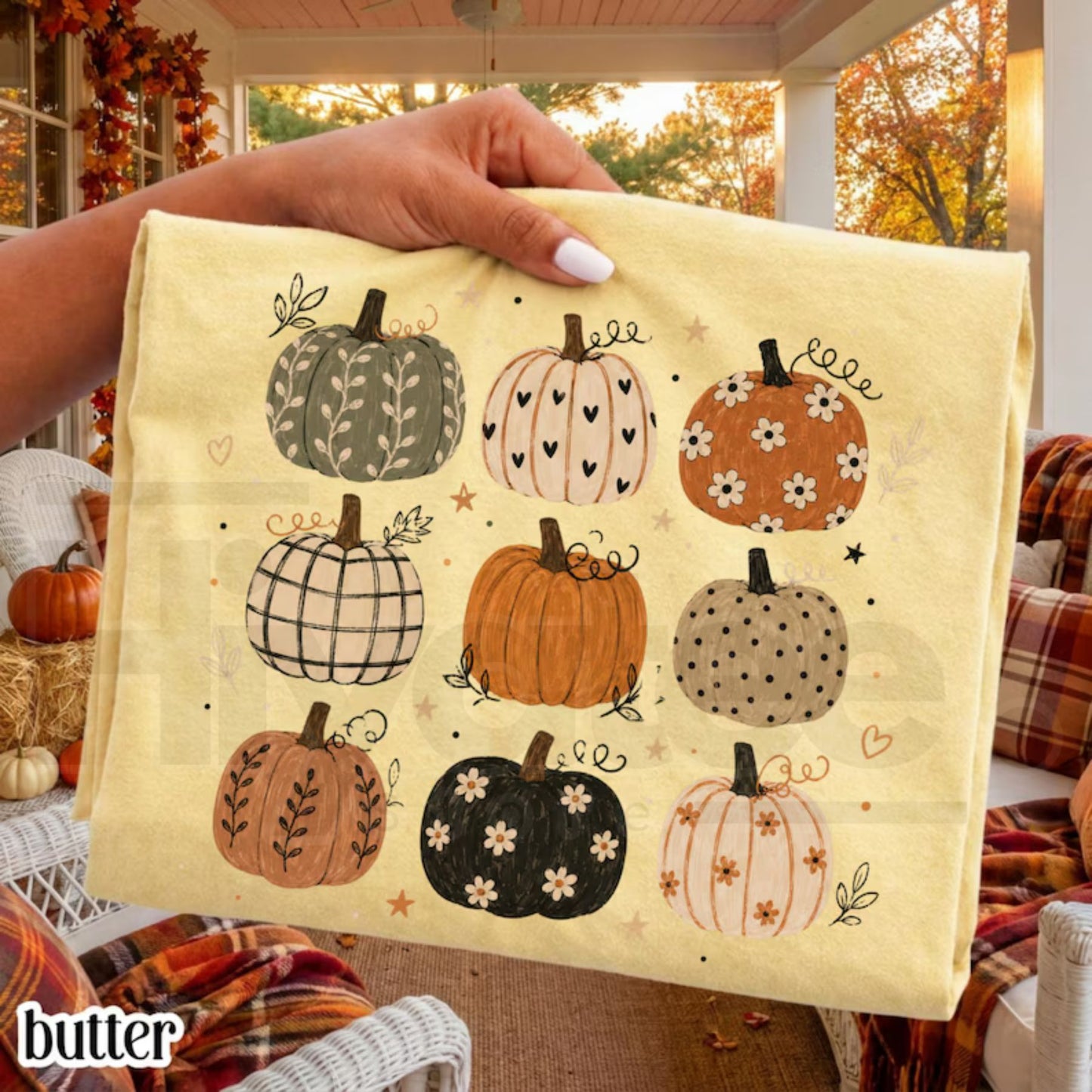 Boho Pumpkin Comfort Colors Shirt Cute Fall Pumpkin Pattern Tee