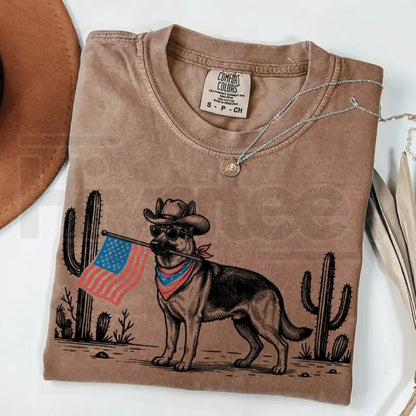 Comfort Colors® Patriotic Western Cowboy Dog Shirt – 4th of July USA Flag Dog Lover Tee