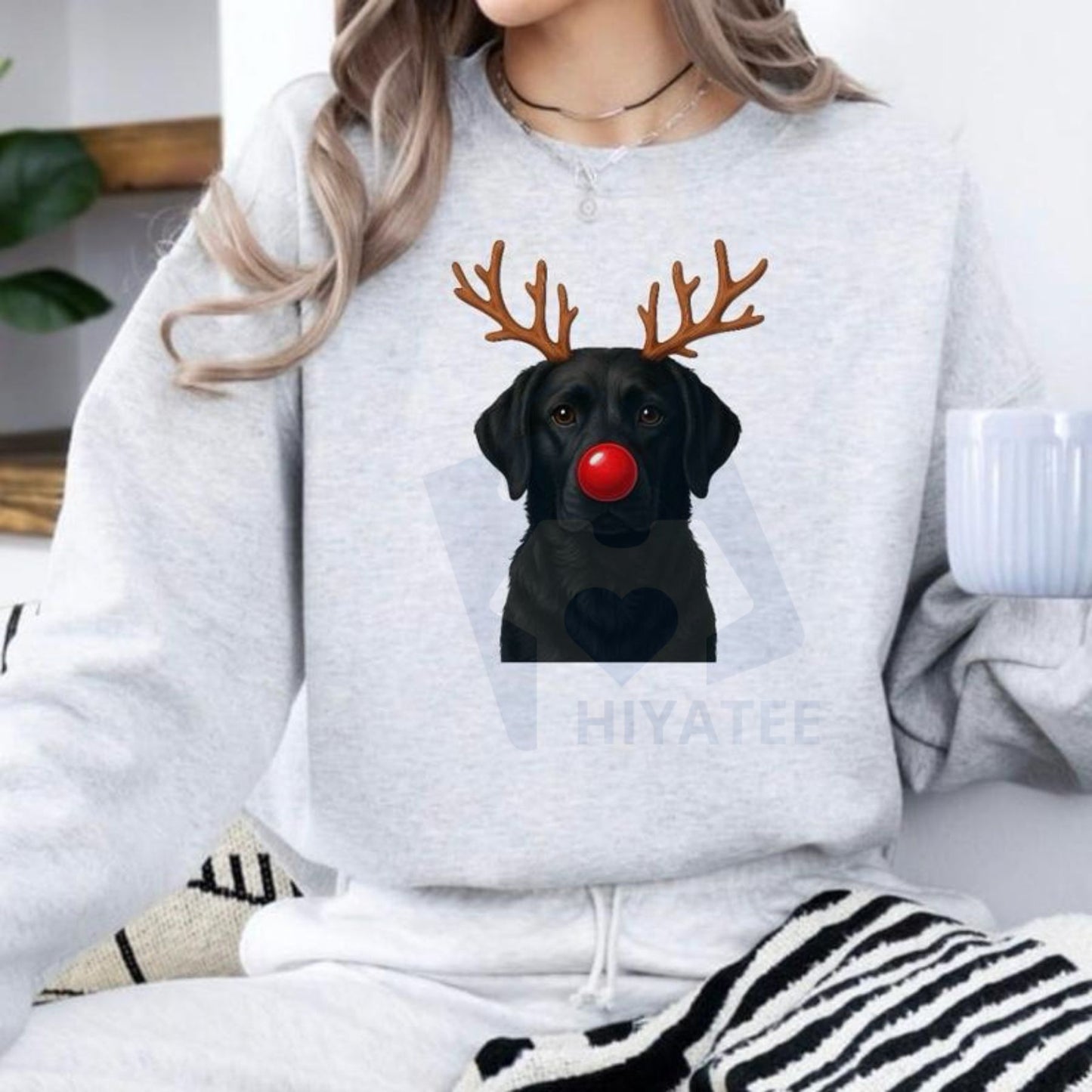 Christmas Reindeer Dog Sweatshirt: Cute Holiday Pet Graphic Pullover, Festive Dog Lover Crewneck, Unisex Gift