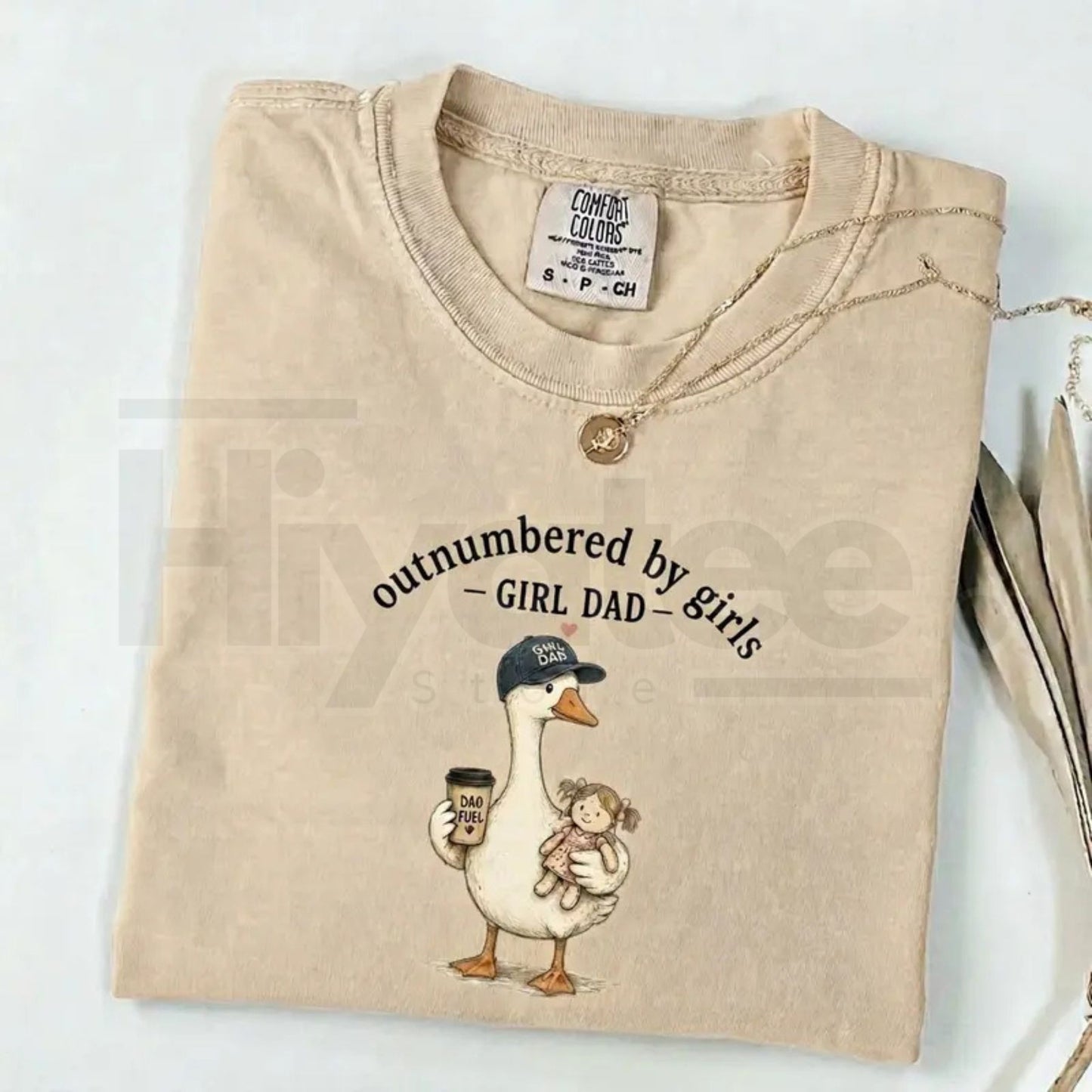 Comfort Colors Girl Dad Shirt – Funny Outnumbered By Girls Duck Graphic Tee