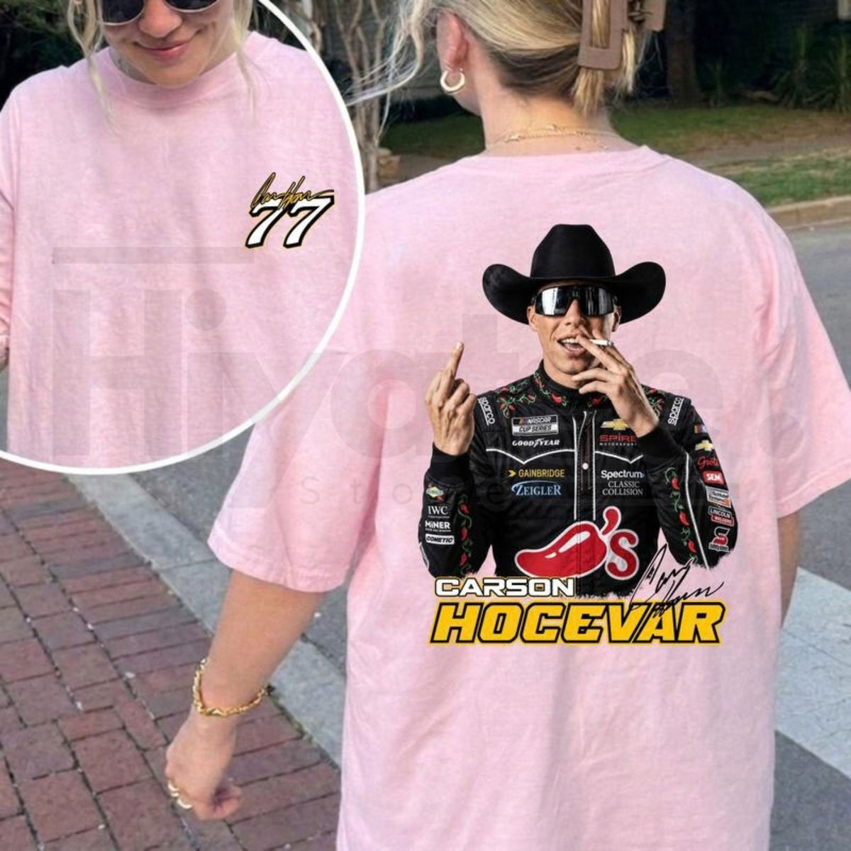 Carson Hocevar Fight T-Shirt – Vintage NASCAR Racing Graphic Tee #77