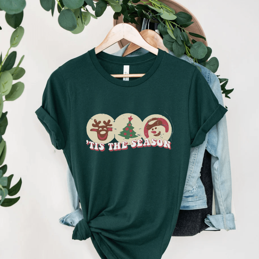 Tis The Season Christmas Shirt, Christmas Tis The Season Shirt, Christmas Tree Shirt, Retro Christmas Shirt Gift, Xmas Gift - Hiyatee