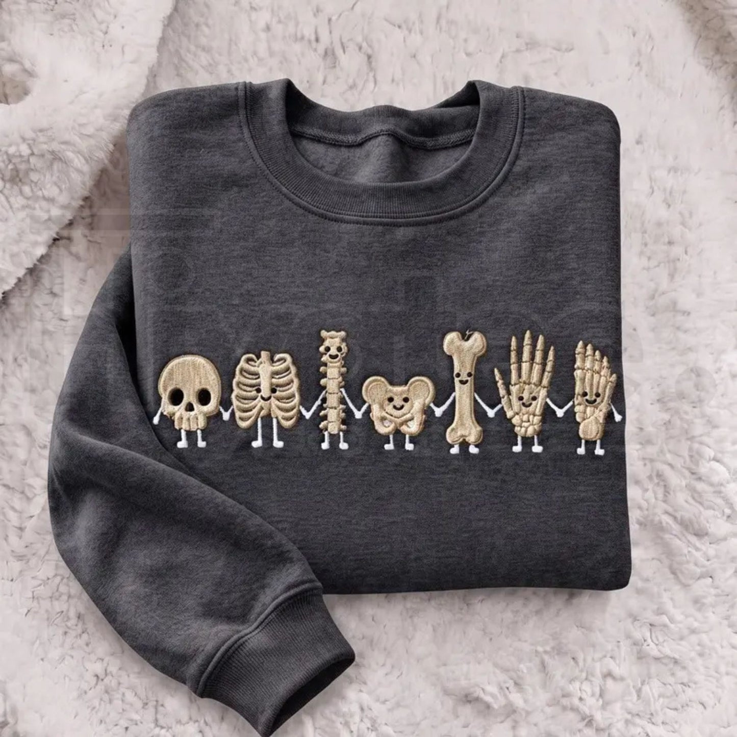 Radiology Tech Skeleton Embroidered Sweatshirt – Cute X-Ray Tech Crewneck & Rad Tech Gift