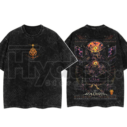 Dark Fantasy Gaming Washed T-Shirt – Oversized Cotton Double Print Streetwear Tee