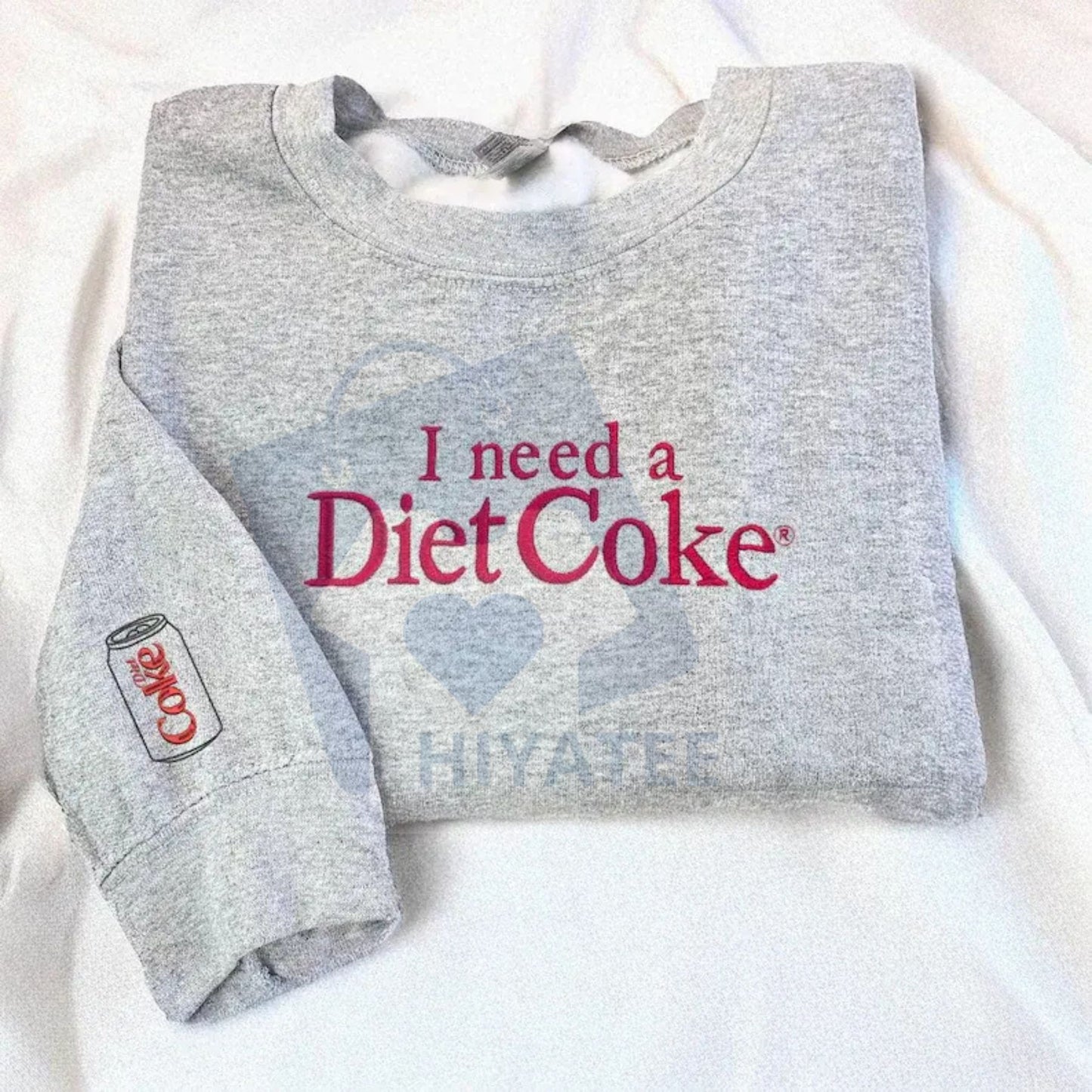Funny Embroidered "I Need a Diet Coke" Sweatshirt – Sarcastic Caffeine Lover Crewneck