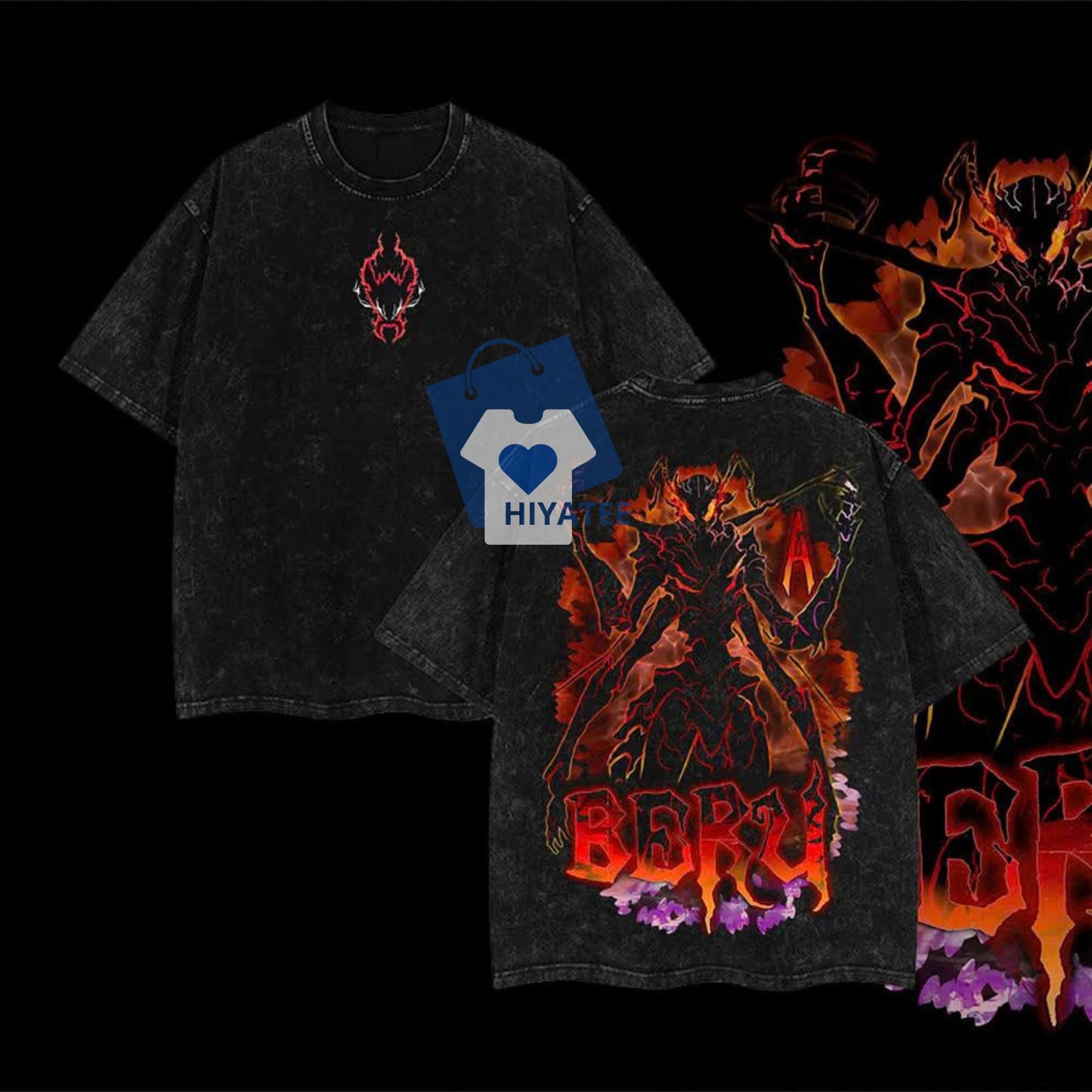 Solo Leveling Oversized Vintage Tee – Beru, Igris, Tusk & More!