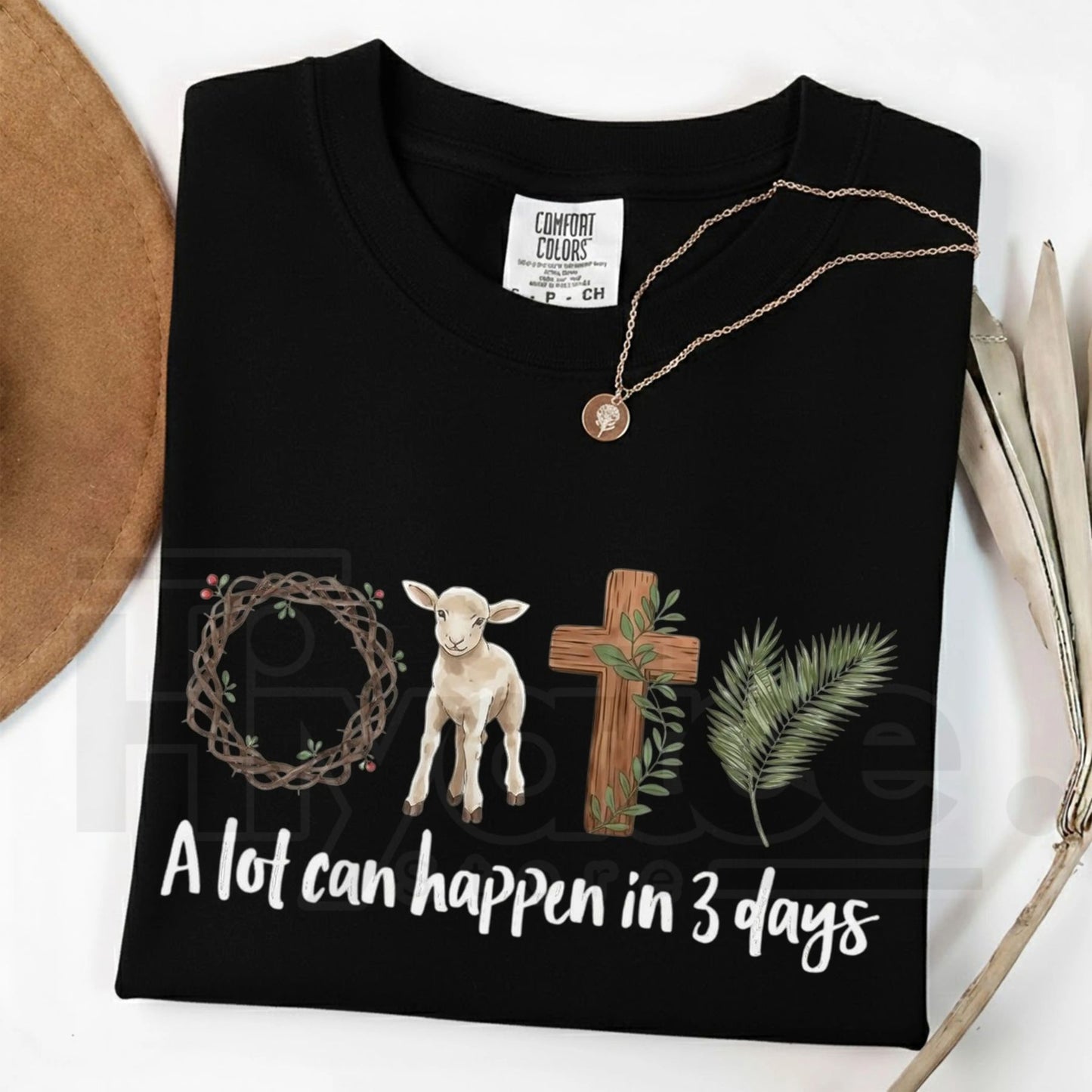 Easter Christian Shirt Comfort Colors® Crimson Tee – A Lot Can Happen in 3 Days Religious Graphic T-Shirt, Resurrection Sunday Gift