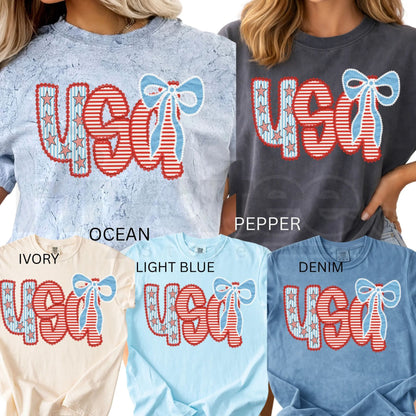 Comfort Colors® America 250 Years Shirt – Floral & Stripe USA 4th of July Graphic Tee