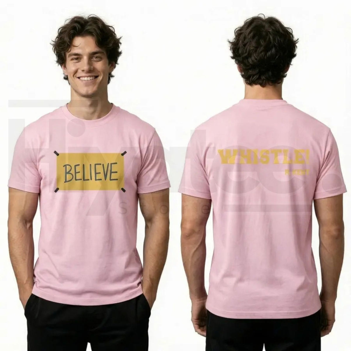 Men's Ted Lasso Believe T-Shirt – Motivational Whistle Backprint Graphic Tee