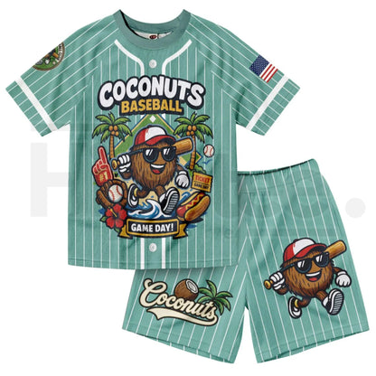 Dabbing Banana Retro American Flag Kids Baseball Jersey Set – Patriotic Athletic Mesh Outfit for Boys & Girls