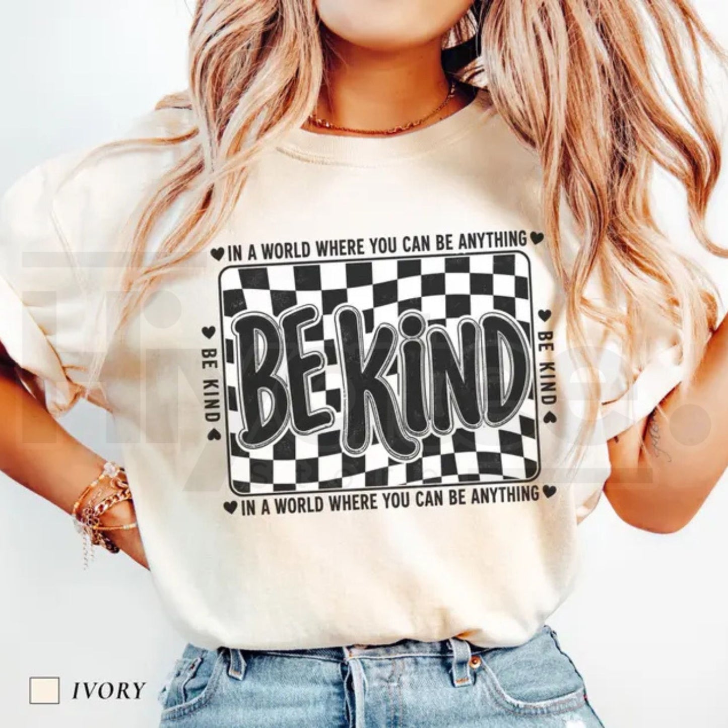 Comfort Colors Checkered Be Kind Shirt Retro Motivational Teacher Tee