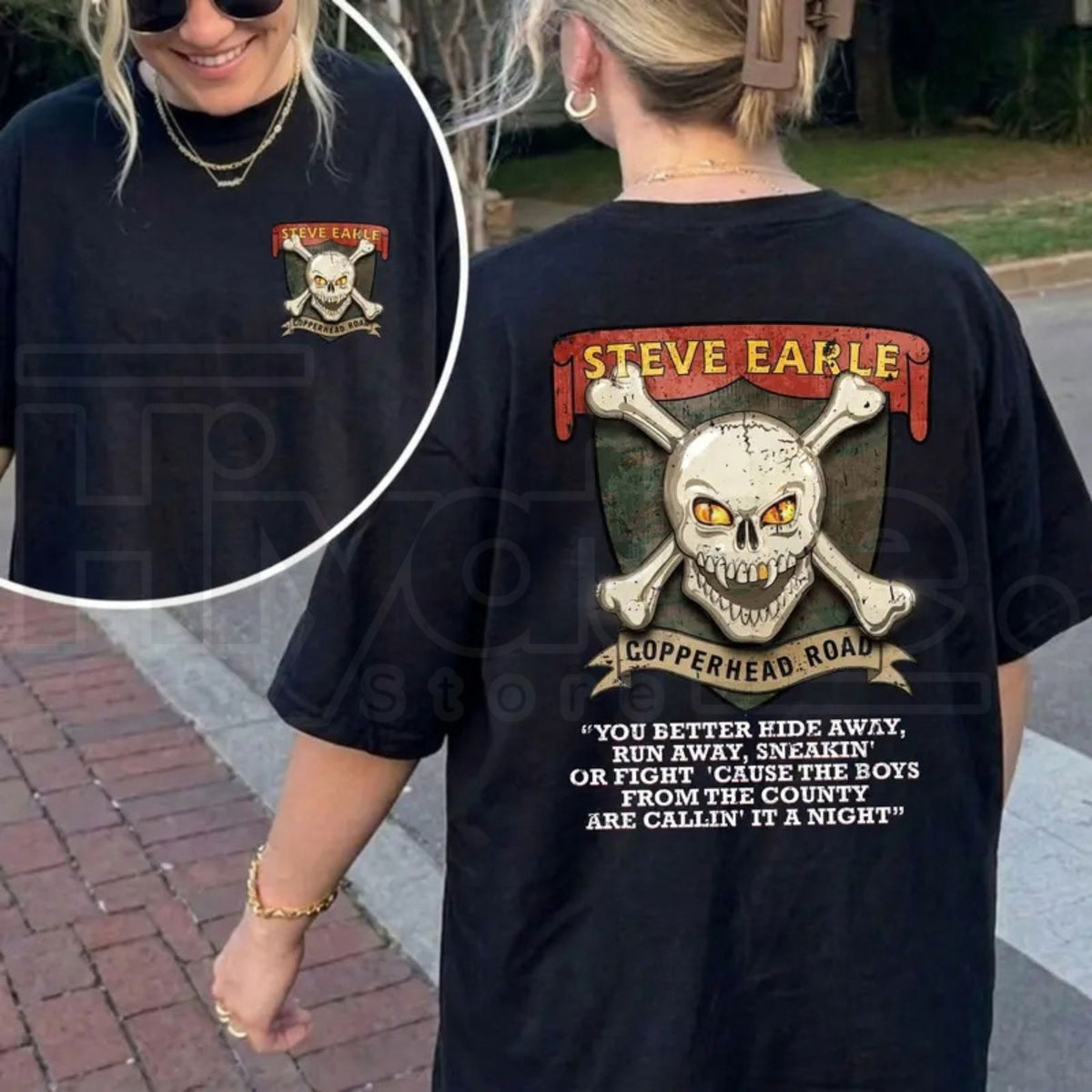 Steve Earle Copperhead Road T-Shirt – Vintage Skull Outlaw Country Tee