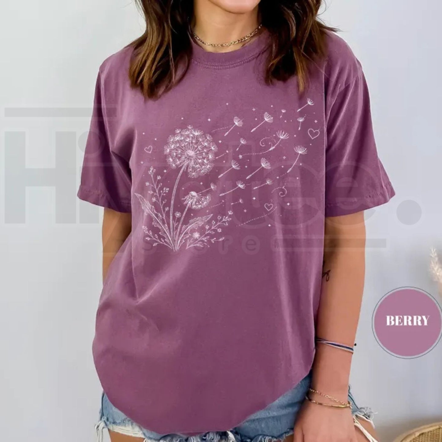 Dandelion Wildflower Comfort Colors T-Shirt Boho Floral Botanical Tee