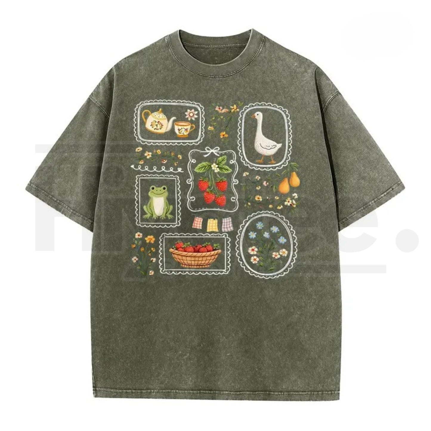 Women's Vintage Acid Wash T-Shirt – Soft Cotton Loose Retro Casual Top