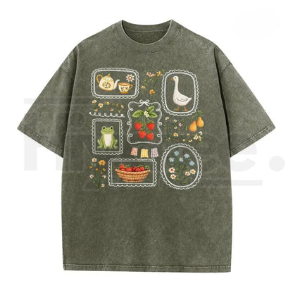 Women's Vintage Acid Wash T-Shirt – Soft Cotton Loose Retro Casual Top