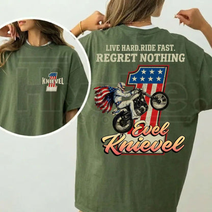 Vintage Evel Knievel Tee – Live Hard Ride Fast American Rider T-Shirt