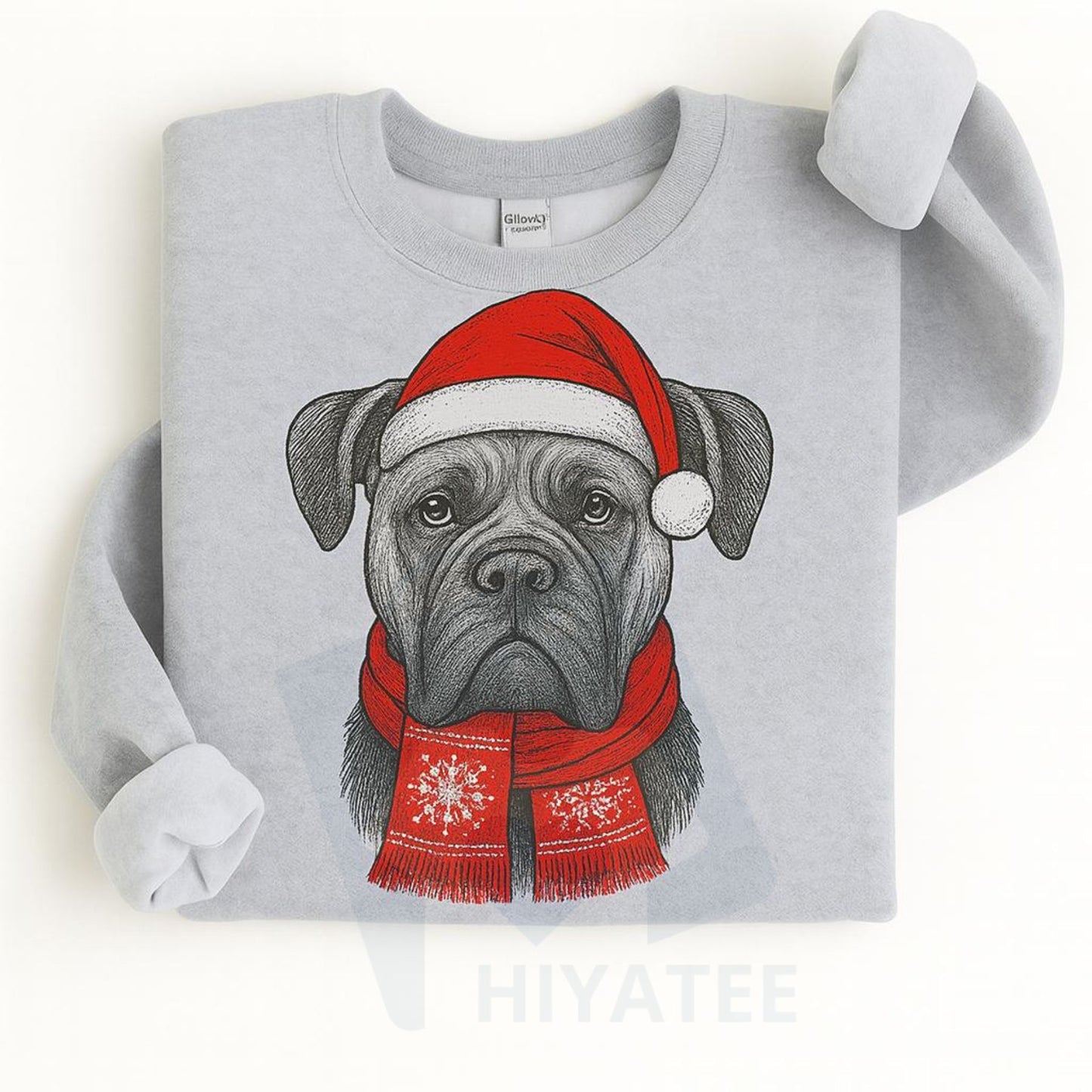 Santa Paws Christmas Hat Dog Sweatshirt: 50 Dog Breeds in Festive Santa Hats, Gildan Unisex Holiday Pullove