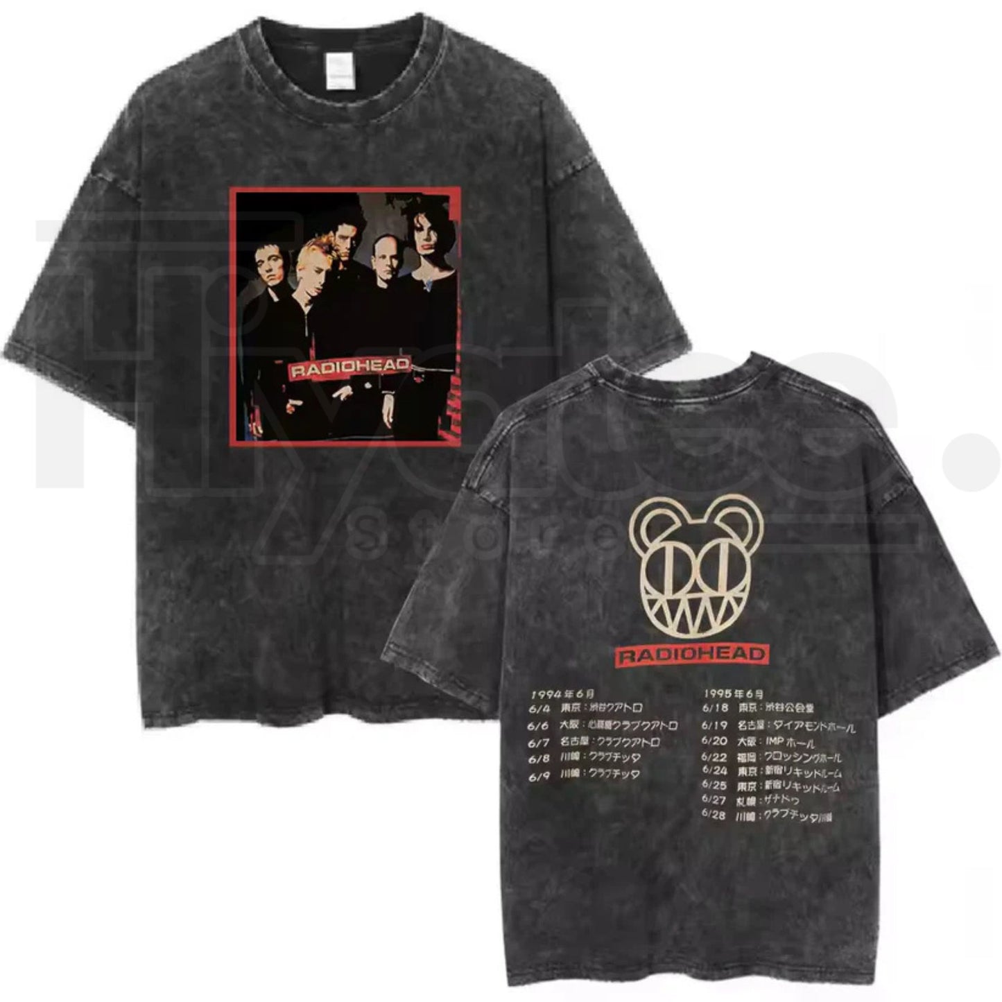 Radiohead Rock Band Vintage T-Shirt – Washed Hip Hop Music Oversized Tee
