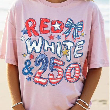 Comfort Colors® 250th Anniversary Shirt – Red White and 250 Preppy Patriotic Tee