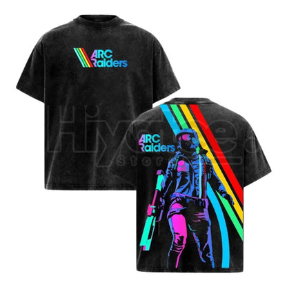 ARC Raiders Retro Synthwave Graphic Tee – Vintage Washed Oversize Streetwear - Hiyatee