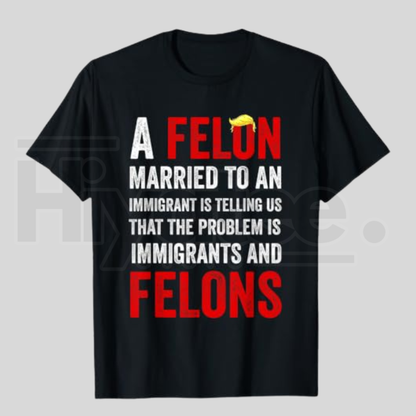A Felon Married to an Immigrant is Telling Us That The Problem T-Shirt - Hiyatee