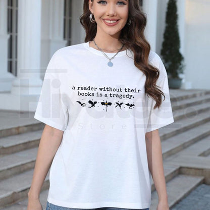 "A Reader Without Their Books Is Tragedy" – Premium 100% Cotton Dark Academia - Hiyatee