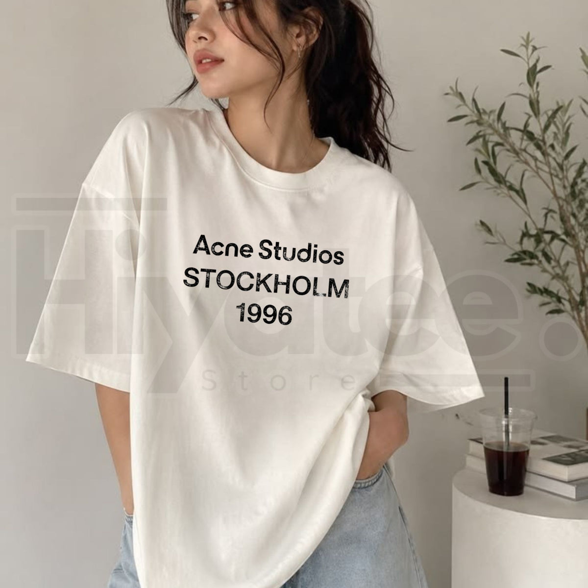 Acne Studios Stockholm 1996 Graphic T-Shirt – Minimalist Distressed Off-White Tee - Hiyatee