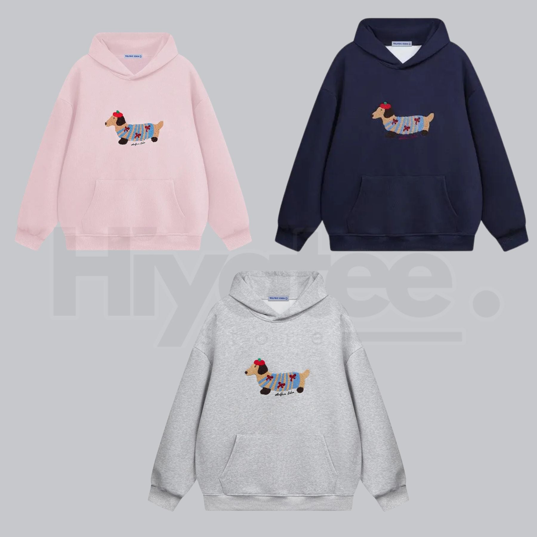 Aelfric Eden Cartoon Dog Hoodie – Embroidered Oversized Pullover - Hiyatee