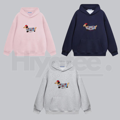 Aelfric Eden Cartoon Dog Hoodie – Embroidered Oversized Pullover - Hiyatee