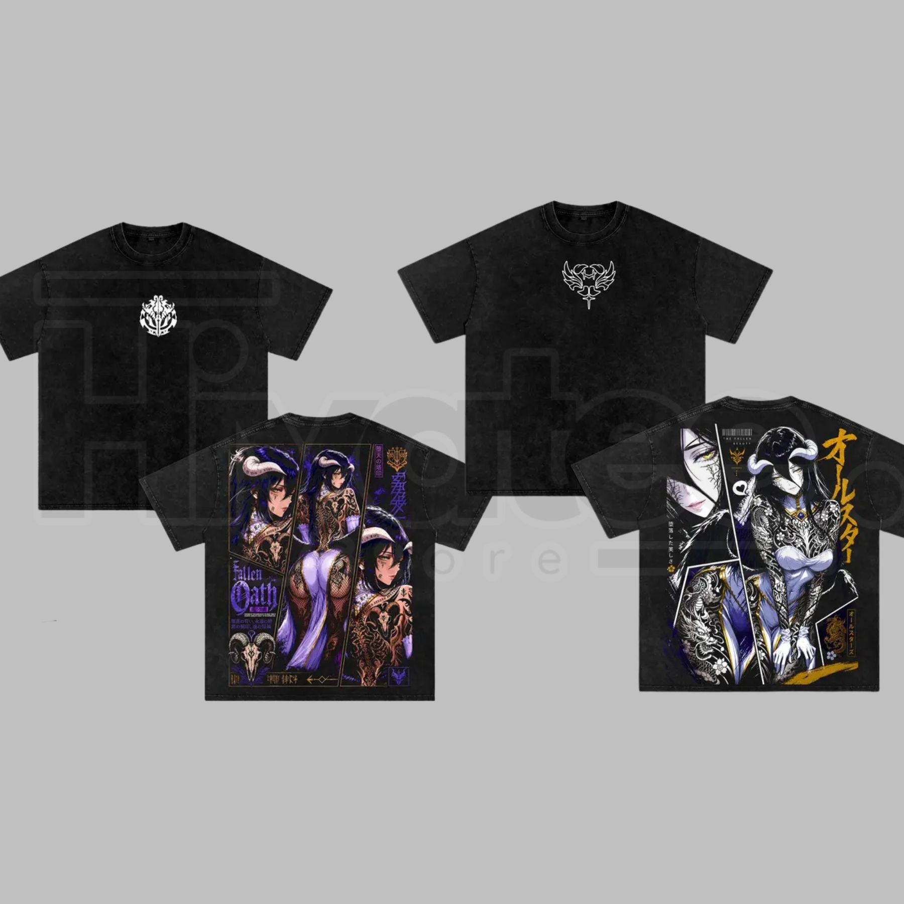 Albedo Succubus Vintage T-Shirt – Overlord Anime Graphic Streetwear Tee - Hiyatee