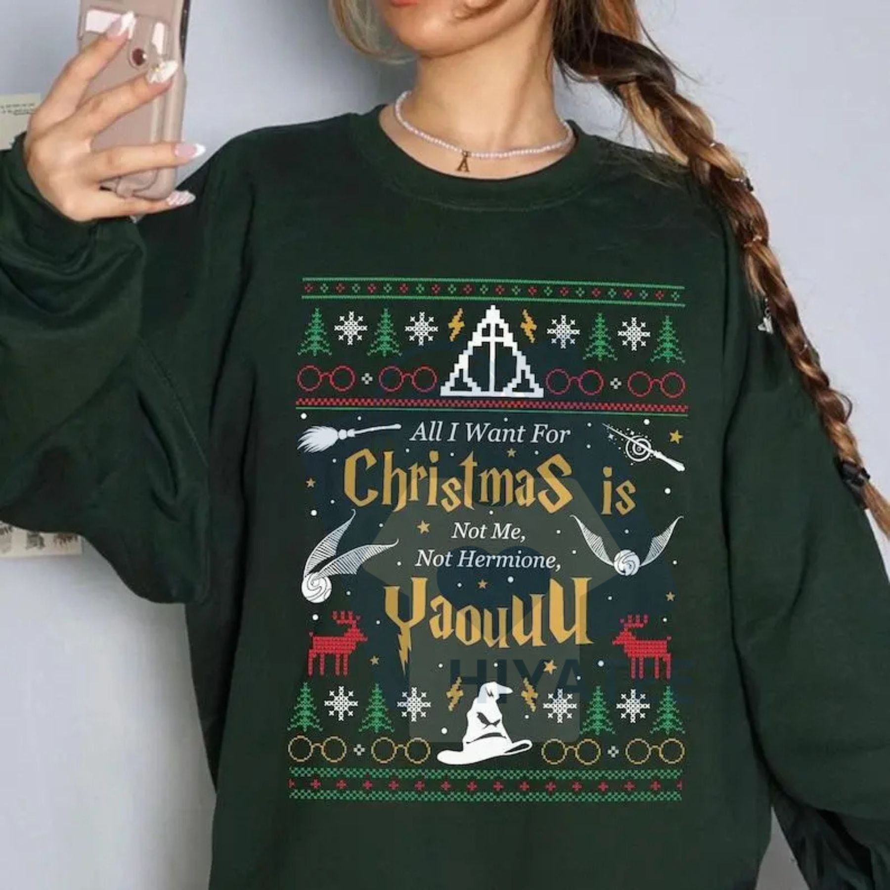 "All I Want for Christmas Is Not Me" Ugly Sweatshirt: Funny Women Xmas Top, Yaou Ugly Christmas Sweater, Humorous Holiday Gift - Hiyatee