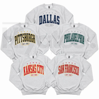All Team Vintage Football Sweatshirt – Classic Retro Game Day Apparel, Unisex Sports Pullover Crewneck - Hiyatee