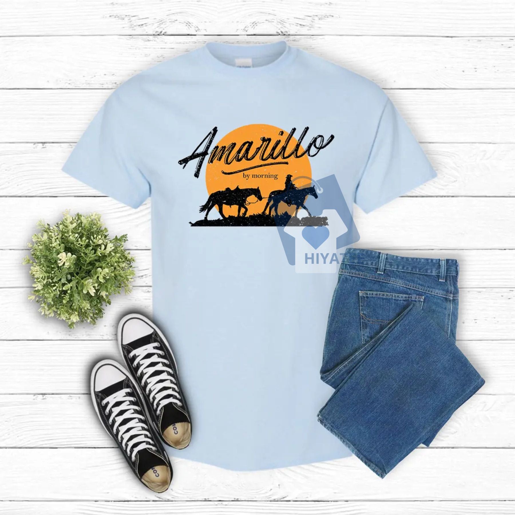 Amarillo By Morning T-Shirt – Country Music Graphic Tee, Western Rodeo Festival Shirt for Women & Men-Hiyatee