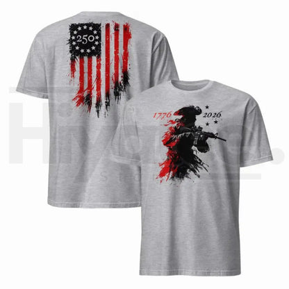 America 250th Anniversary T-Shirt 1776-2026 – Men's Revolutionary Soldier Patriotic Top - Hiyatee
