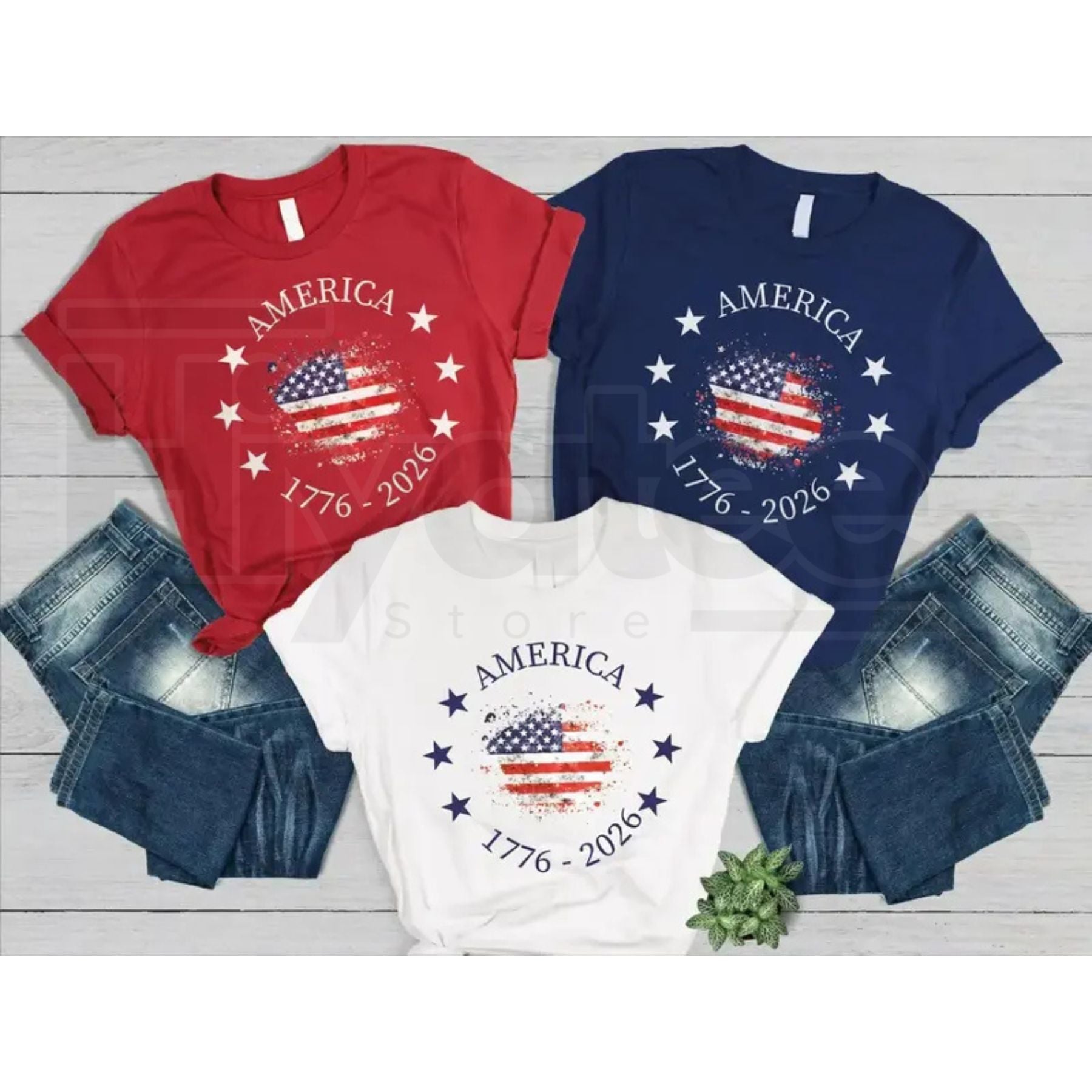 "America 250th Anniversary" – Vintage 1776 USA Flag Graphic Top - Hiyatee