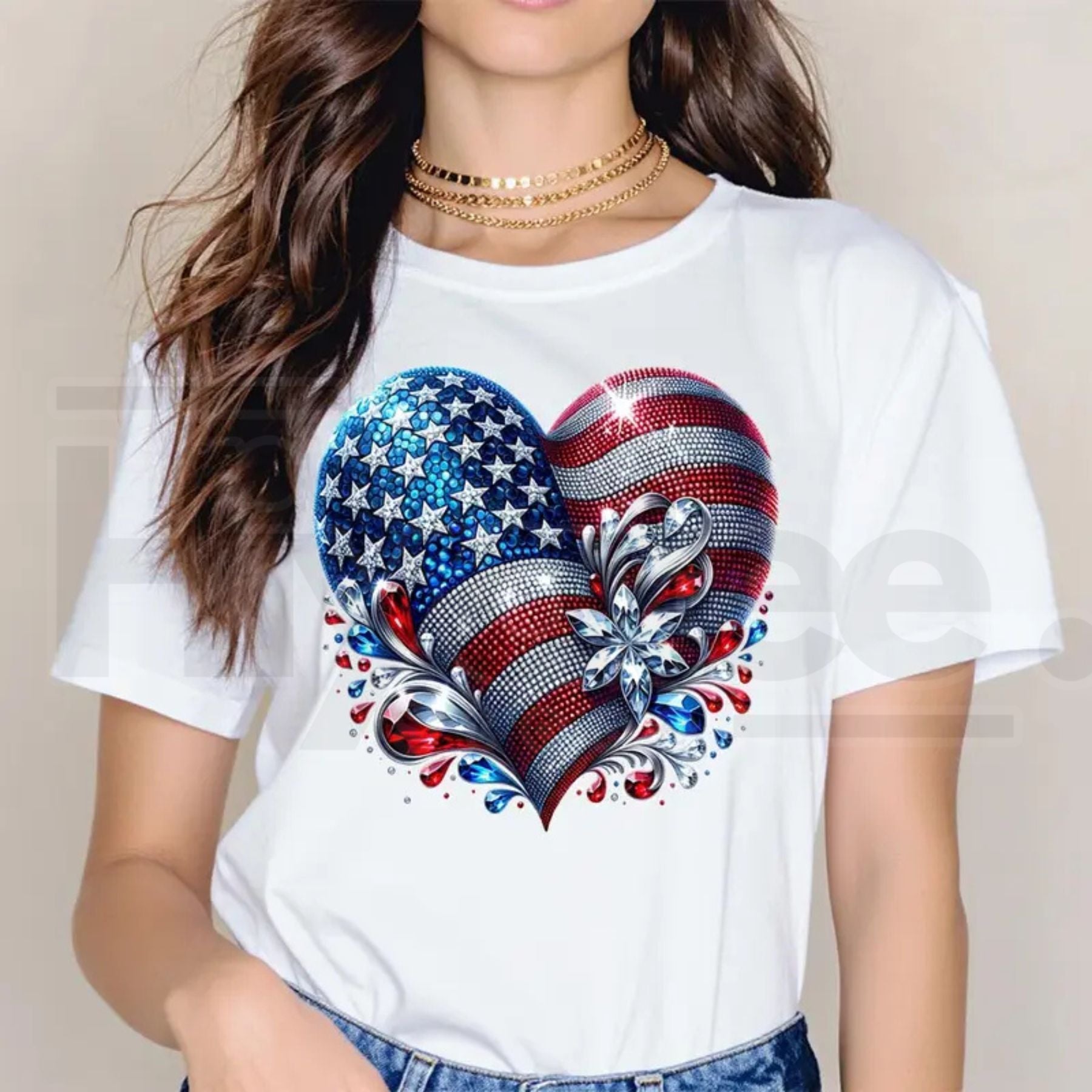 "American Flag Heart" – Made In USA Patriotic Summer Cotton Top - Hiyatee