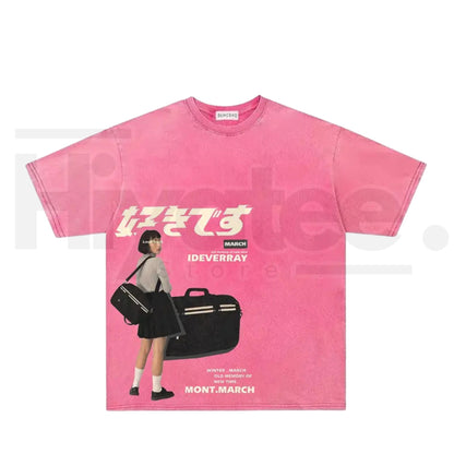 American Vintage Heavy Washed Tie-Dye Graffiti Streetwear T-Shirt – Oversized Baggy Unisex Cotton Short Sleeve Tee - Hiyatee