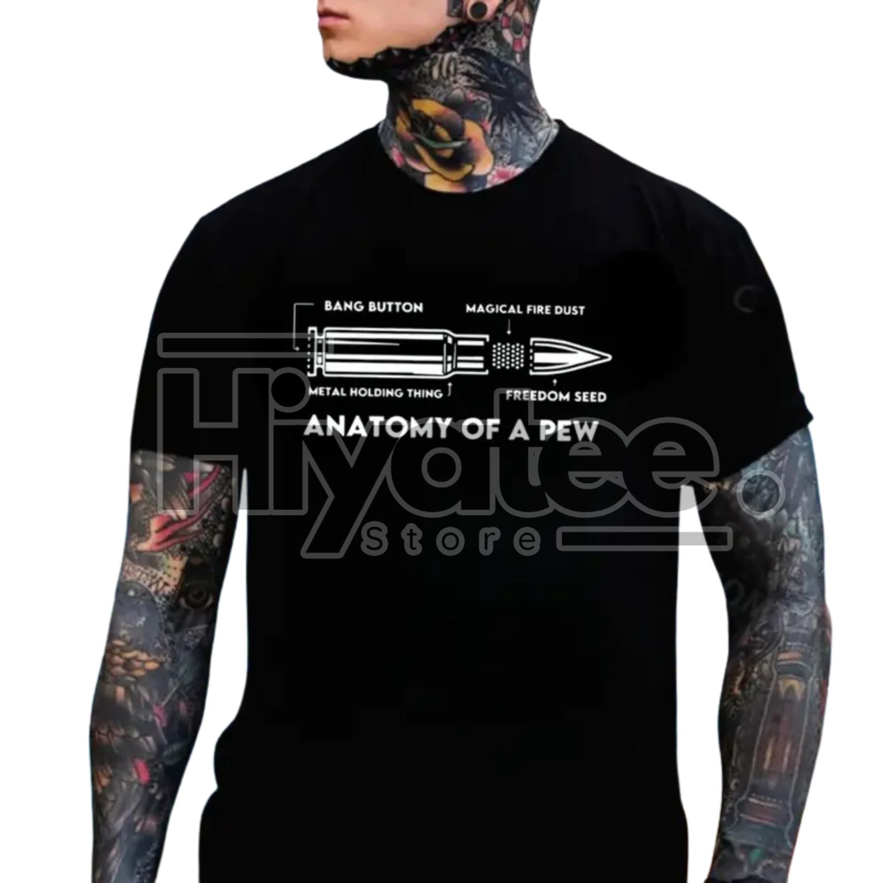 Anatomy of a Pew Funny Gun Humor T-Shirt – Second Amendment Sarcastic Graphic Tee  - Hiyatee