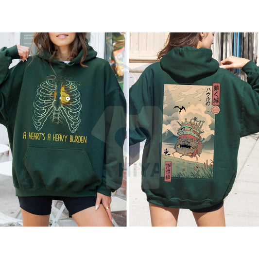 Anime "A Heart's A Heavy Burden" 2-Sided Hoodie – Howl's Moving Castle, Studio Ghibli, Anime Fan Merch - Hiyatee