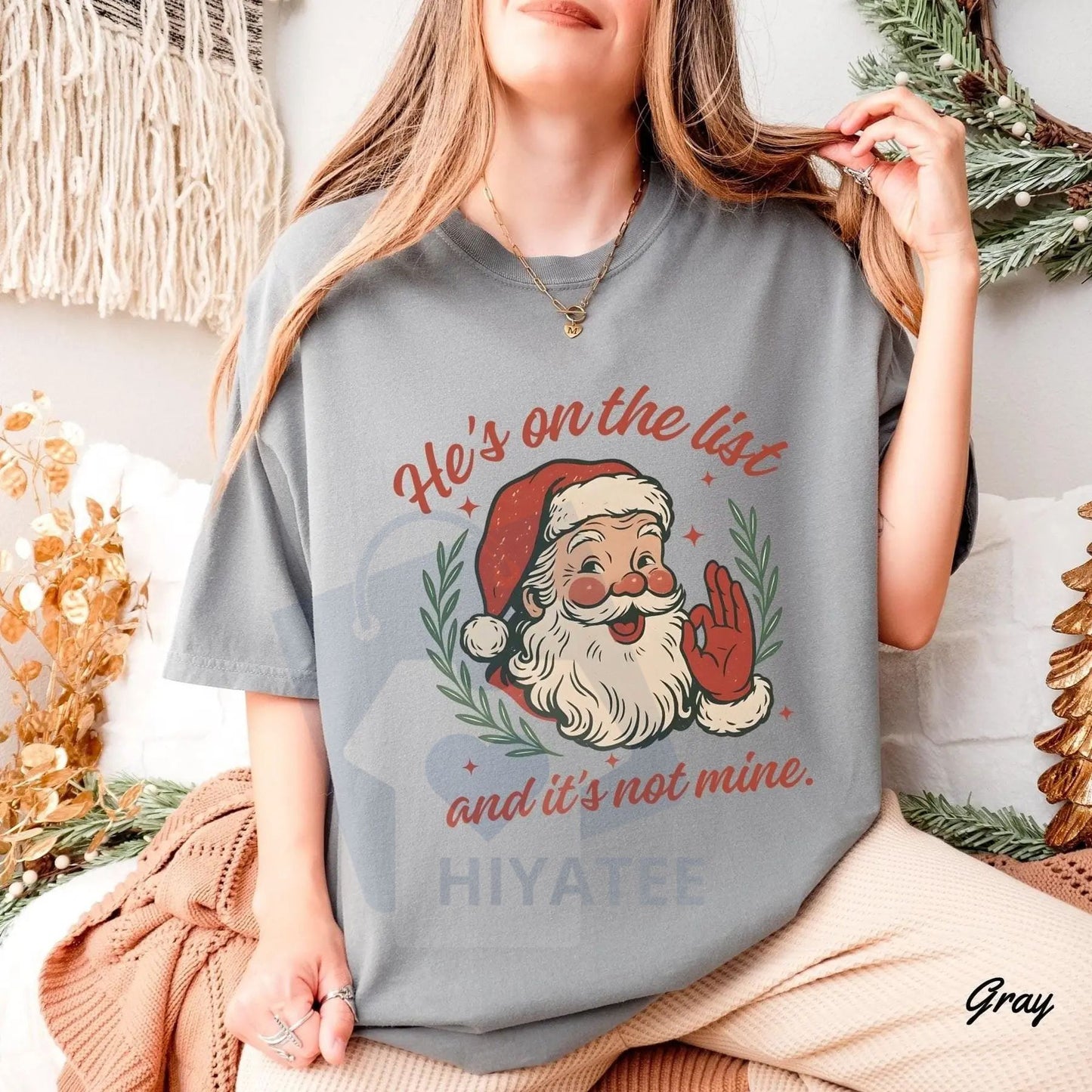 Anti-Trump Santa Claus T-shirt – "He's On The List" Holiday Tee - Hiyatee