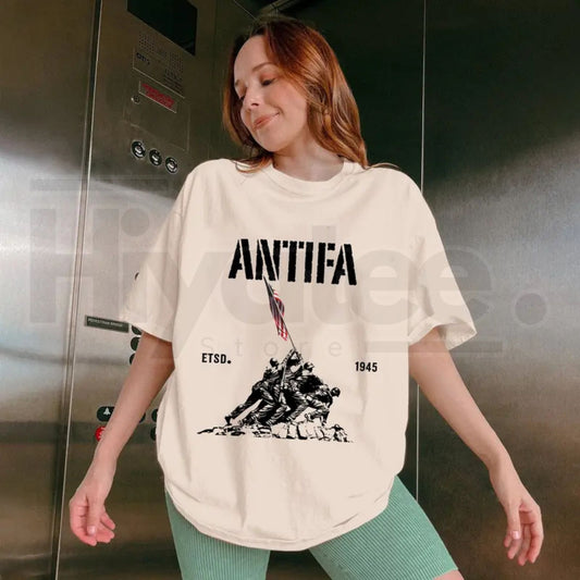 "Antifa Est. 1945" – Patriotic Fight Fascism Pro-Democracy Liberal Top - Hiyatee
