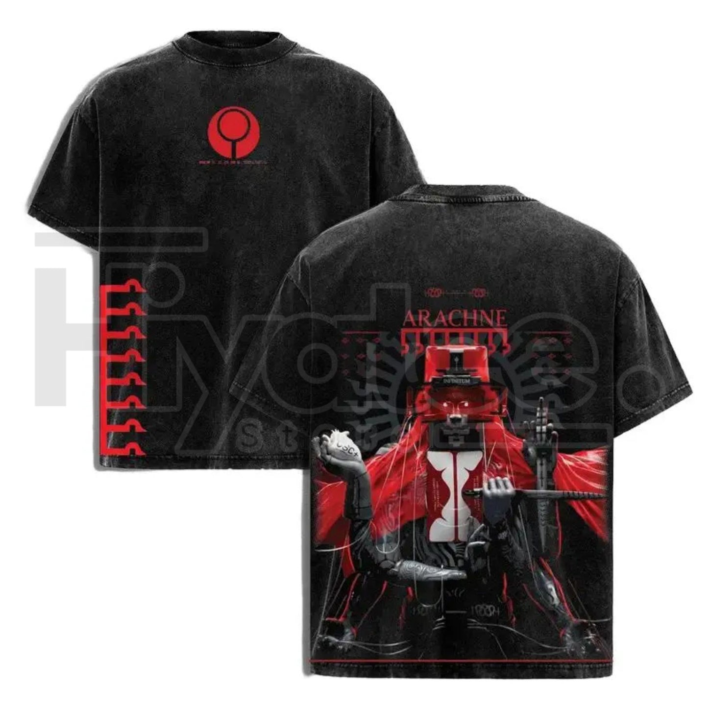 Arachne Neon Sci-Fi Graphic T-Shirt – Oversized Heavyweight Cotton Gaming Streetwear Tee - Hiyatee