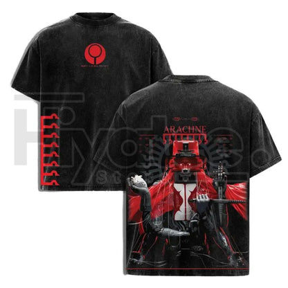 Arachne Neon Sci-Fi Graphic T-Shirt – Oversized Heavyweight Cotton Gaming Streetwear Tee - Hiyatee