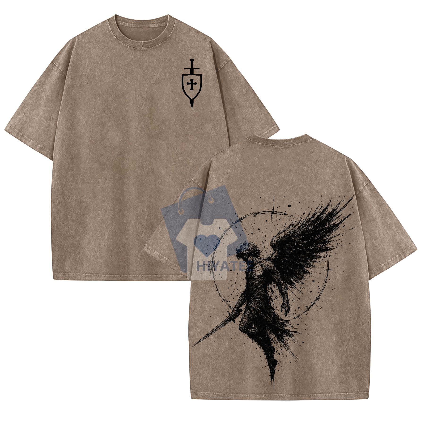 Archangel Michael T-Shirt – Washed Church Outfit, Gym Pump Cover, Christian Religious Apparel - Hiyatee