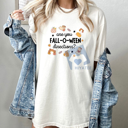 "Are You Fall-O-Ween Directions?" T-Shirt – Funny Halloween Pun Tee - Hiyatee