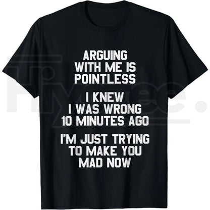 Arguing with Me Is Pointless T-Shirt – 220gsm Heavyweight Retro Unisex Funny Quote Tee - Hiyatee