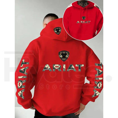 Ariat Letter Print Unisex Hooded – Soft Stretch Knit Fabric, Standard Fit Casual Daily Wear - Hiyatee