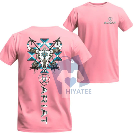 Ariat Western Tribal Bull Skull T-Shirt – Rodeo Style Graphic Tee - Hiyatee