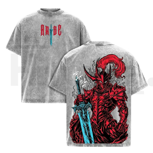 Arise Shadow Monarch Vintage Washed T-Shirt – Anime Inspired Oversized Streetwear Graphic Tee - Hiyatee